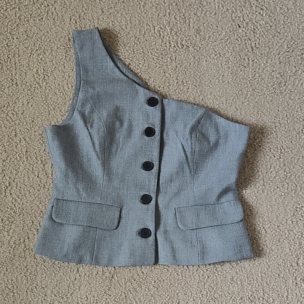 NWOT Zara Tailored Gray One Shoulder Vest Size Medium